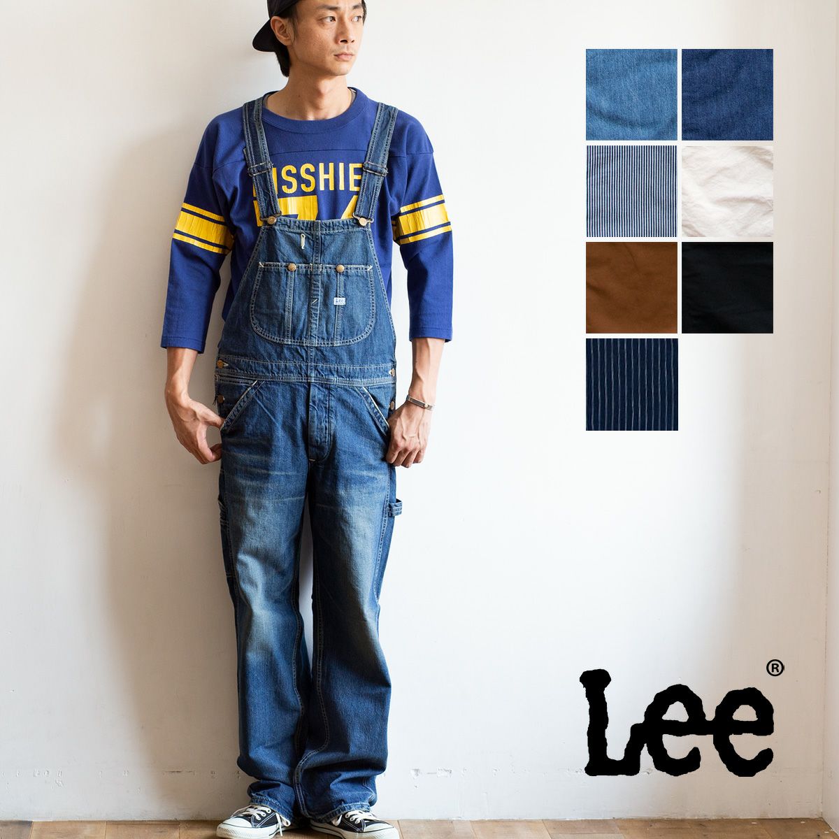 Lee リー オーバーオール 紺 ストライプ デニム LM7254 Lサイズ Lee（リー） ジーンズ メンズ オーバーオール LM7254 デニム : AXS