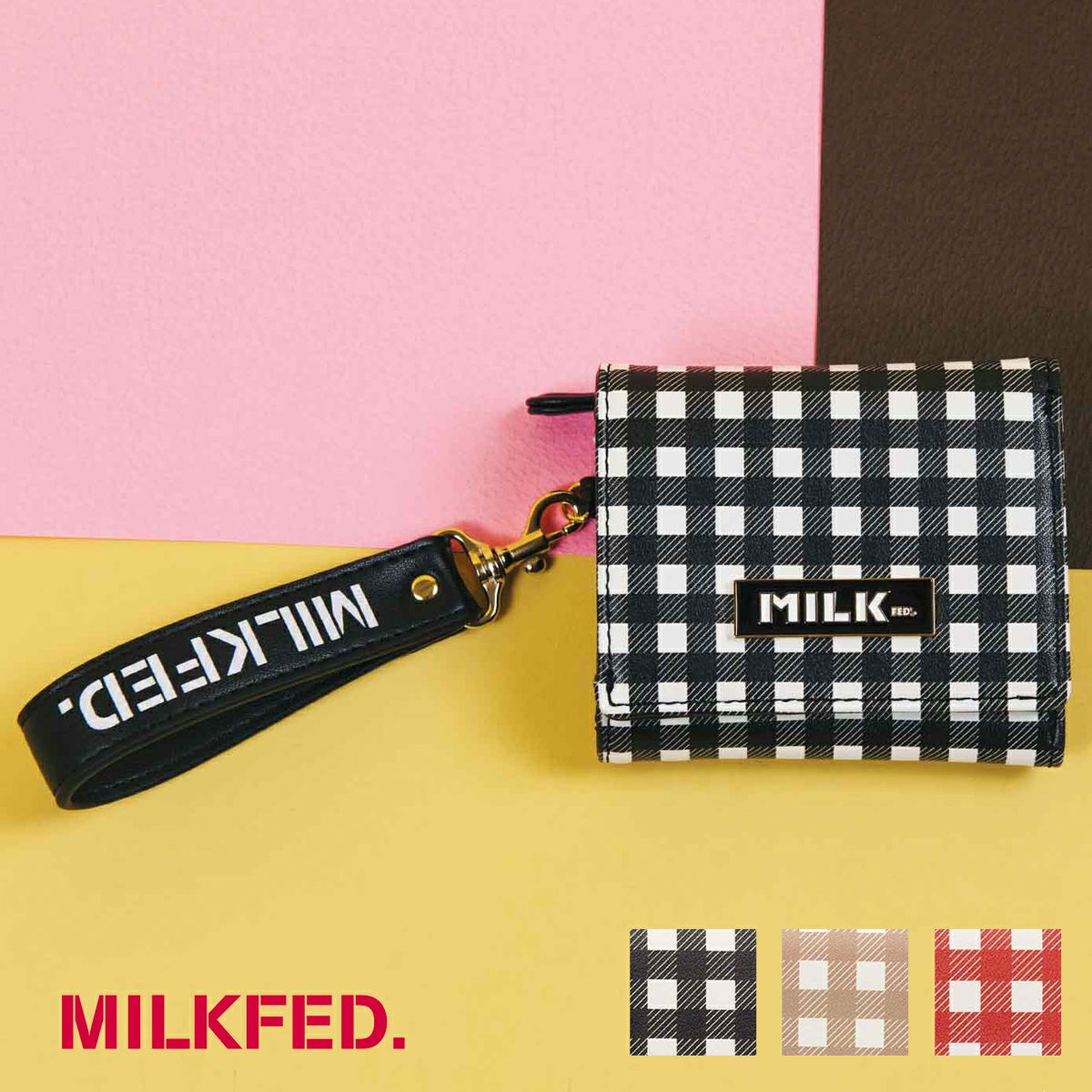 MILKFED. ミルクフェド 】 CHECKERED TRI-FOLD WALLET MILKFED