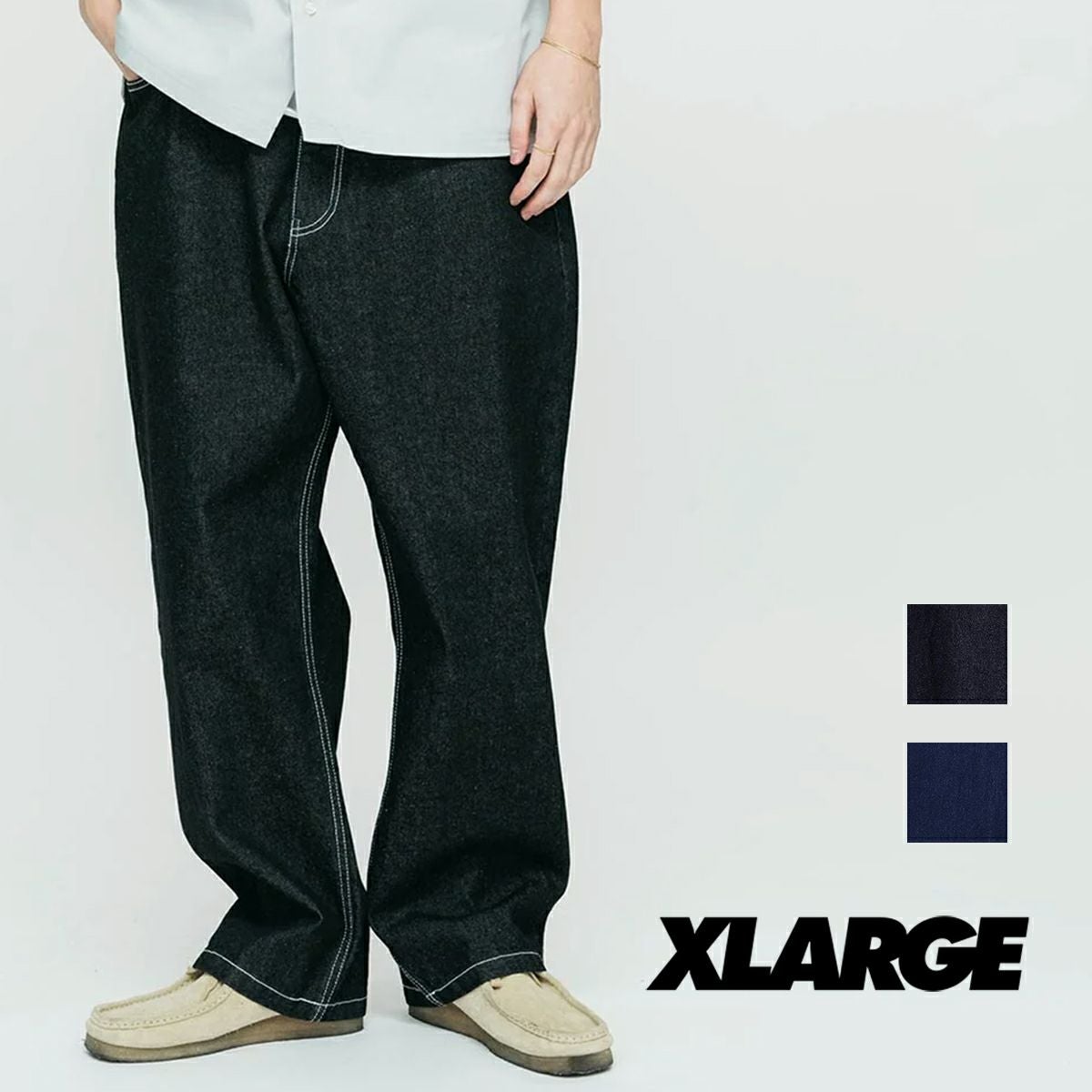 XLARGE ブラックパンツ サイドライン X-girl（エックスガール）の「SIDE LINE WORK PANTS/サイドライン