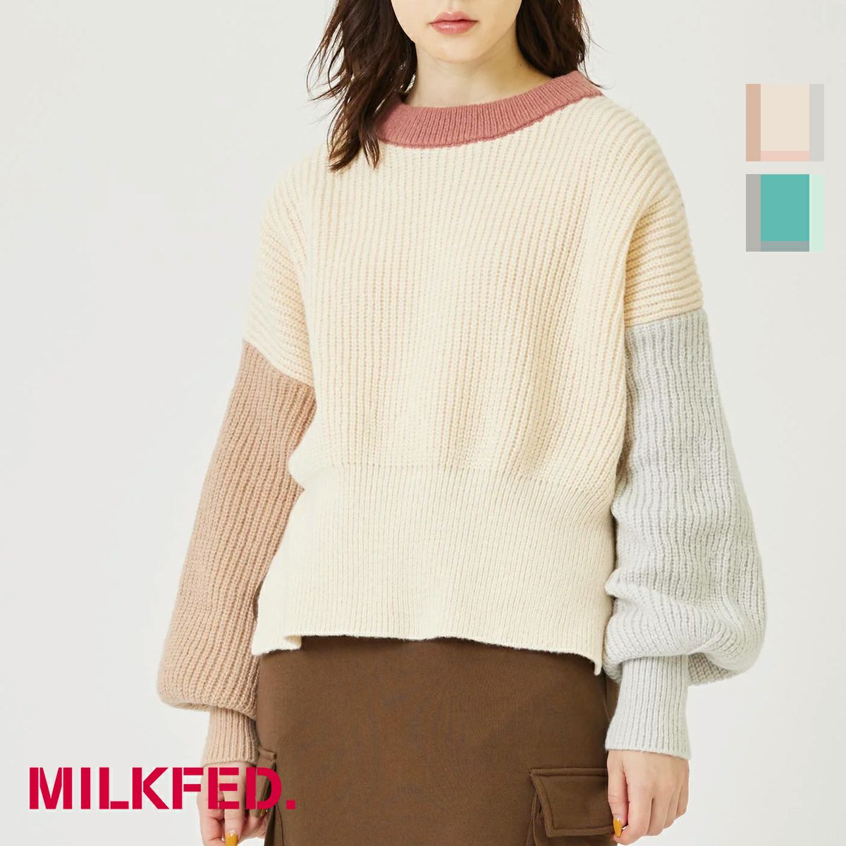 ニット/セーター PANELLED KNIT TOP     MILKFED. MILKFED. ミルクフェド 】 PANELED KNIT TOP MILKFED. パネル ニット