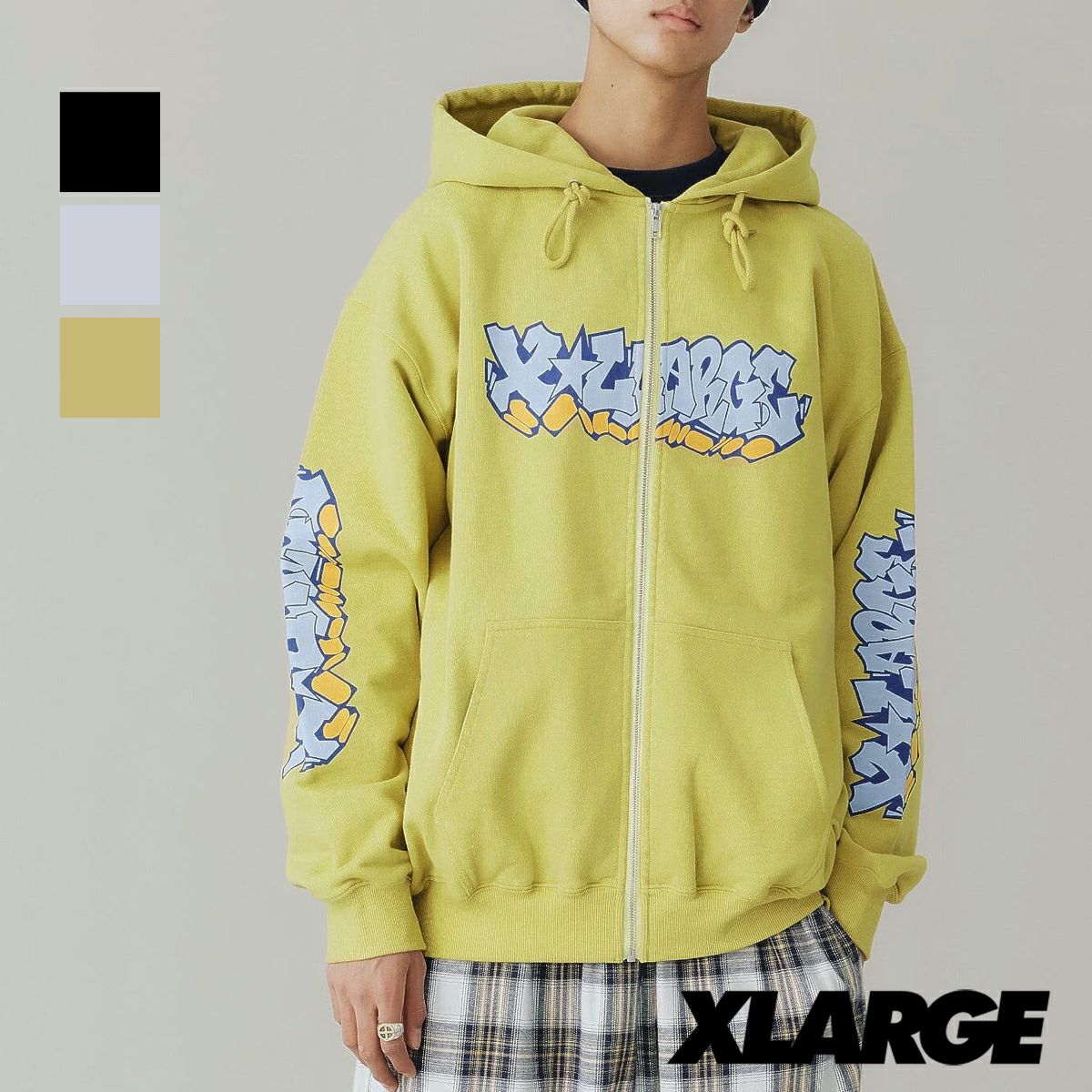 しっぽ XLARGE エクストララージ 】 GRAFFITI ZIP UP HOODED SWEATSHIRT