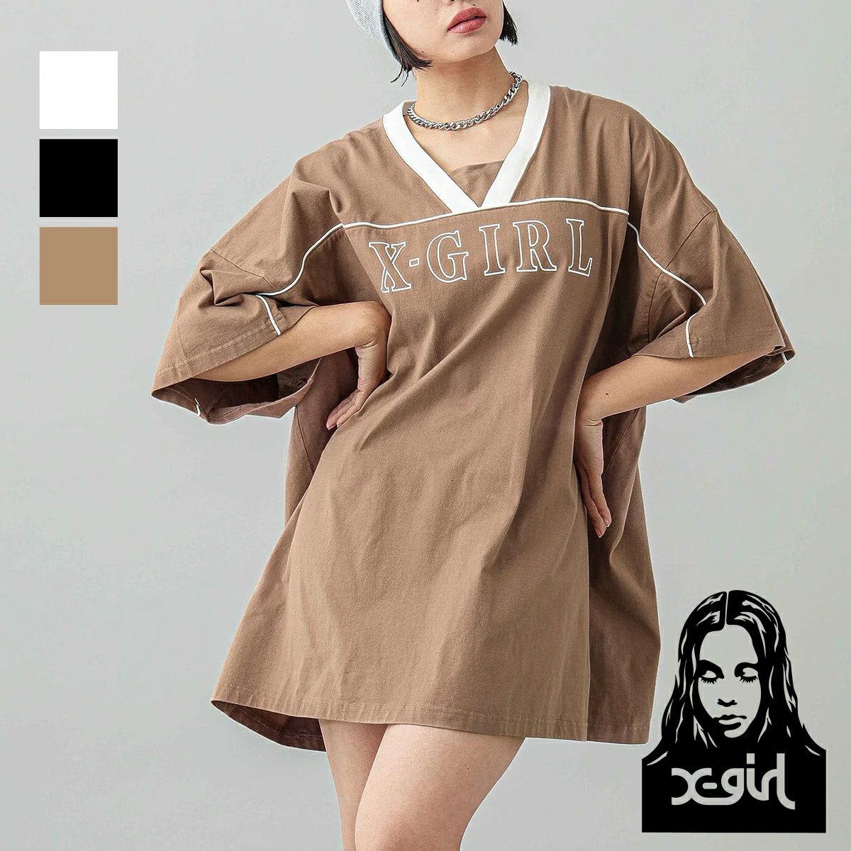X-girl エックスガール 】 V-NECK BIG TEE DRESS X-girl Vネック