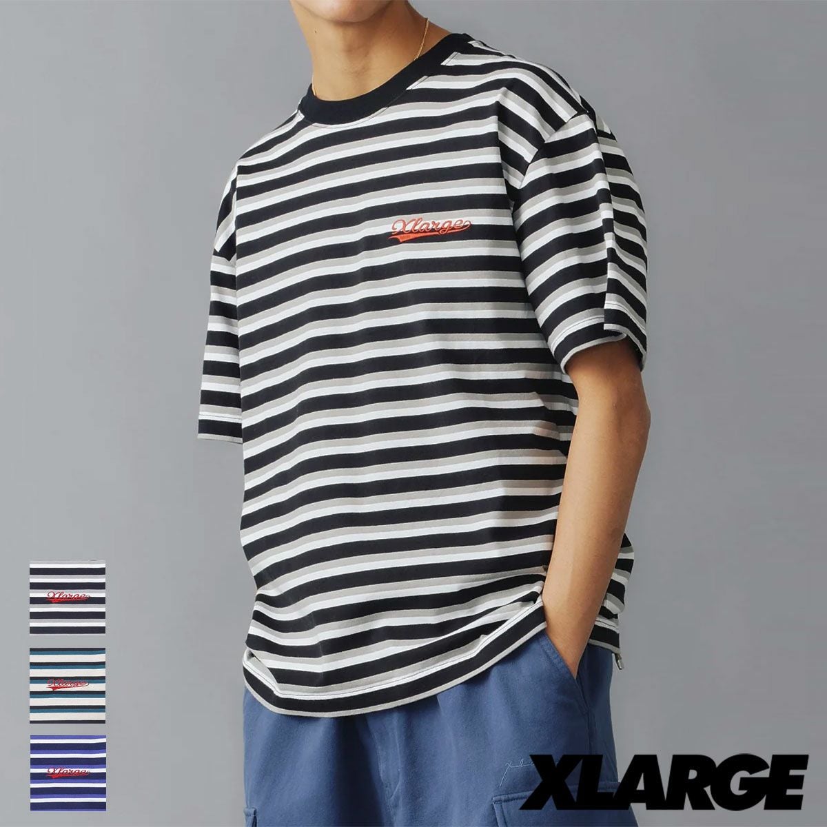 XLARGE エクストララージ 】 BASEBALL LOGO STRIPED S/S TEE ベース