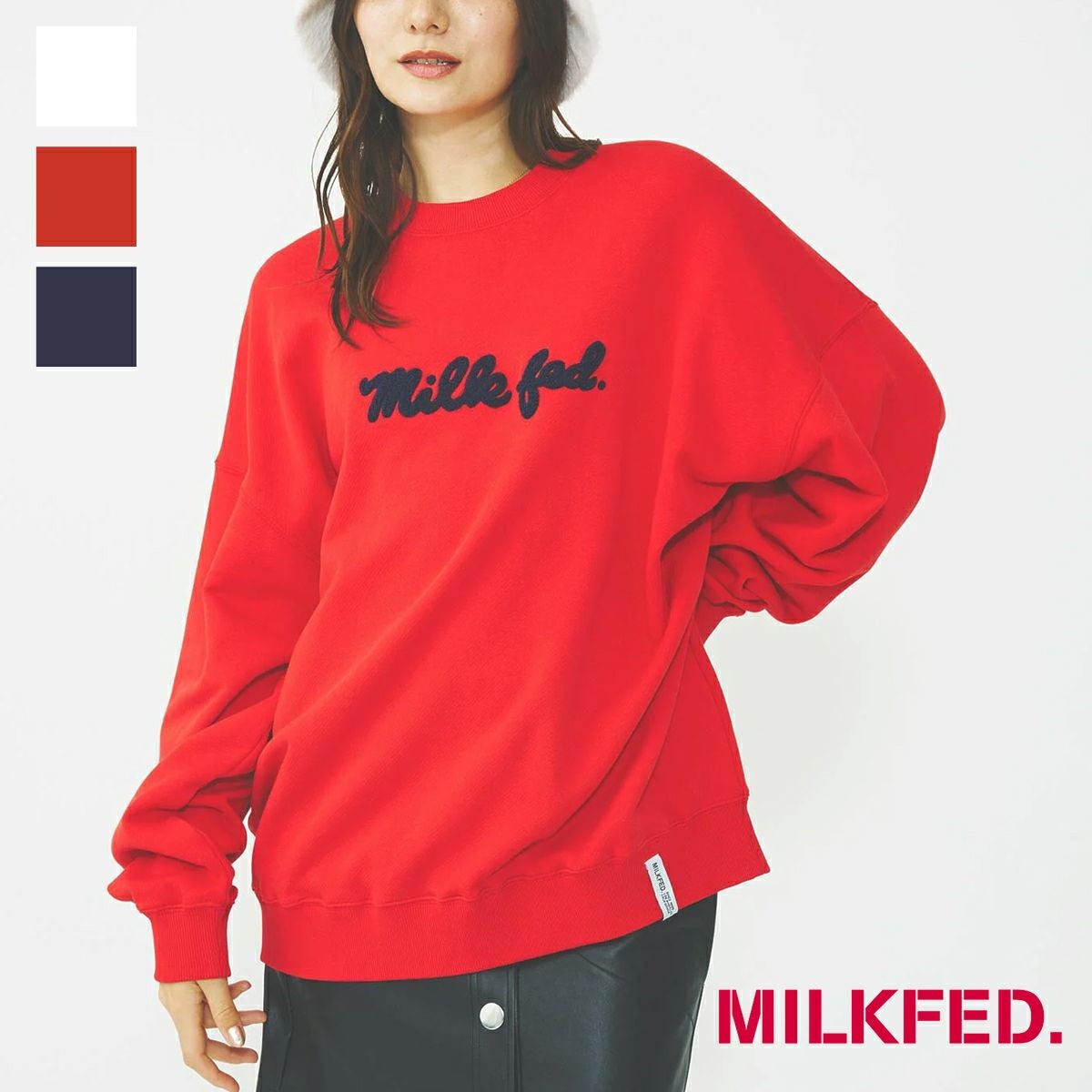MILKFED. ミルクフェド 】 ICING LOGO BASIC SWEAT TOP アイシング