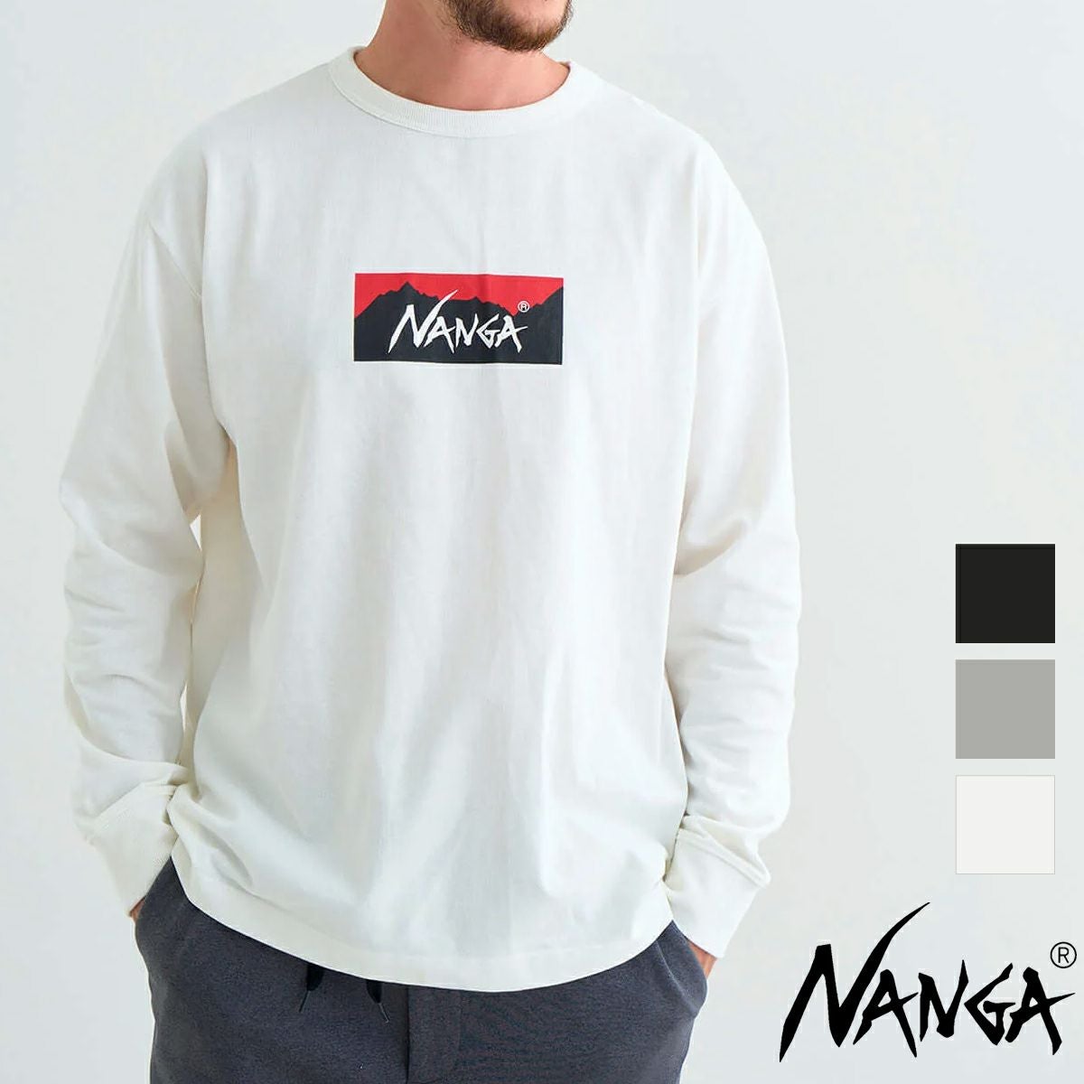 NANGA ナンガ 】 ECO HYBRID BOX LOGO L/S TEE エコハイブリッド