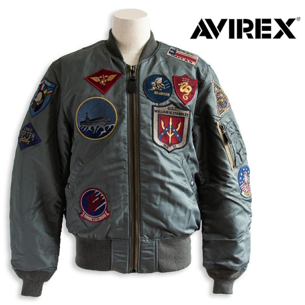 未使用 アヴィレックス トップガン ワッペン刺繍 MA-1ジャケット 2XL AVIREX（アヴィレックス） トップガン MA-1 カスタム MA1 エムエーワン
