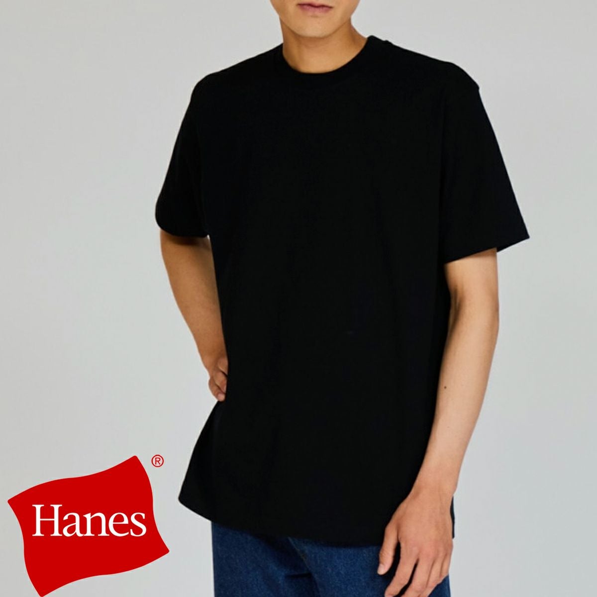 Hanes ヘインズ 】 Hanes T-SHIRTS KURO クルーネック ショート