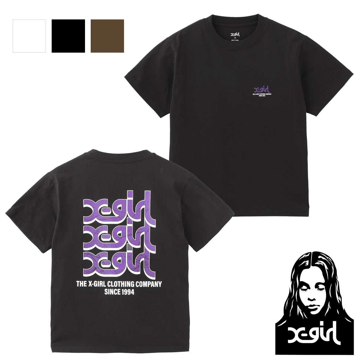 X-girl エックスガール 】 DRIPPING PAINT LOGO S/S TEE ドリッピング