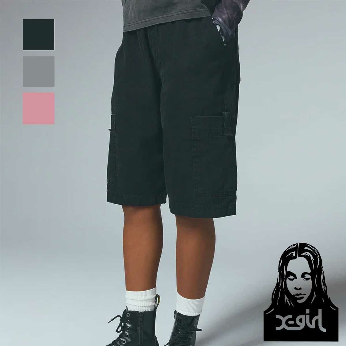 X-girl エックスガール 】 FADED FACE EASY HALF PANTS フェイデッド