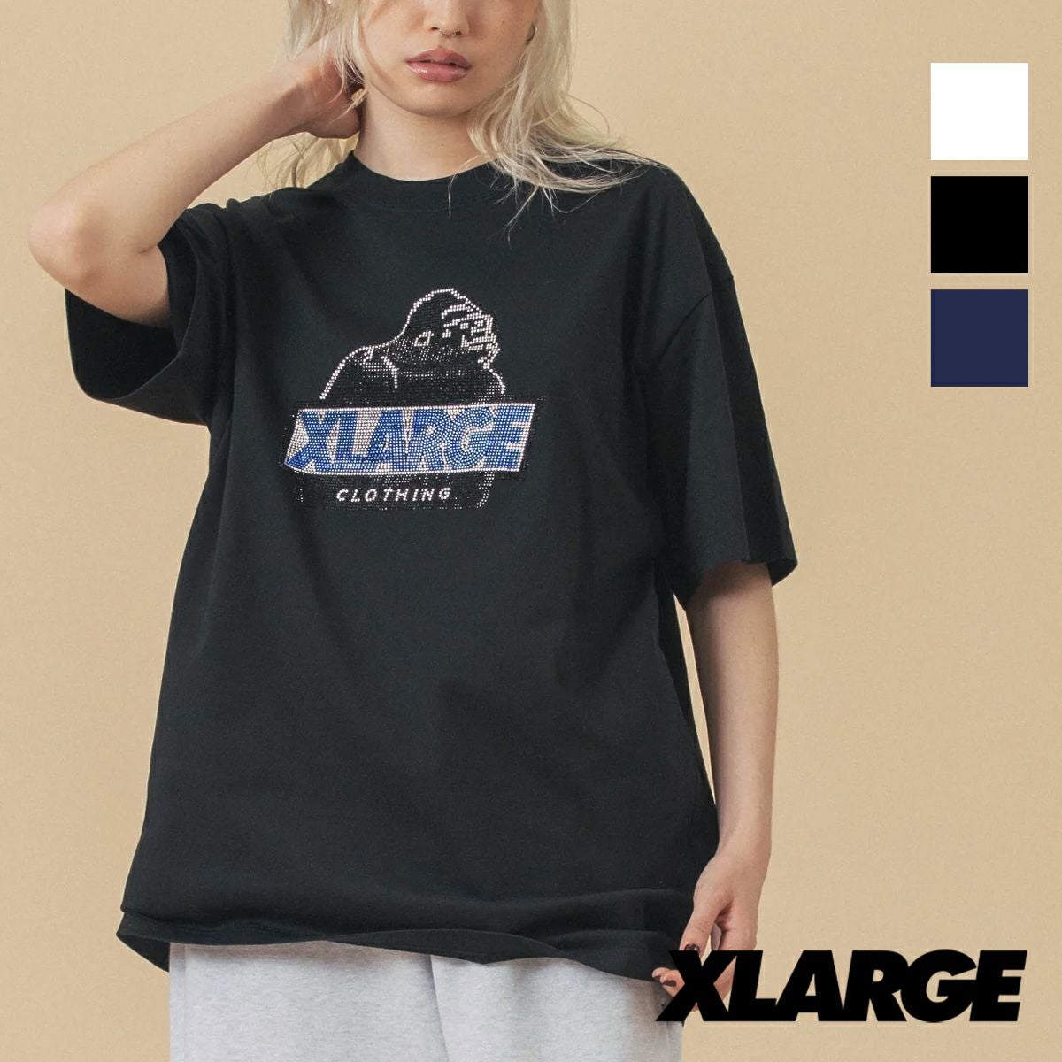 XLARGE エクストララージ 】 RHINE STONE SLANTED OG S/S TEE ライン