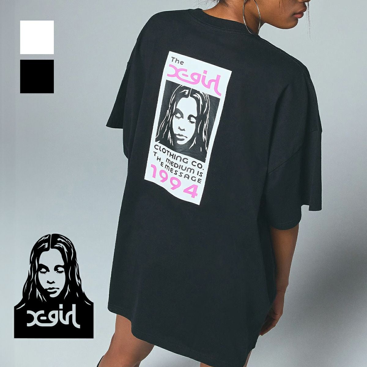 X-girl エックスガール 】 BOX LOGO AND FACE S/S BIG TEE DRESS
