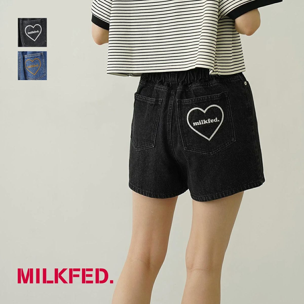 MILKFED. ミルクフェド 】 COOPER HEART DENIM SHORT PANTS クーパー