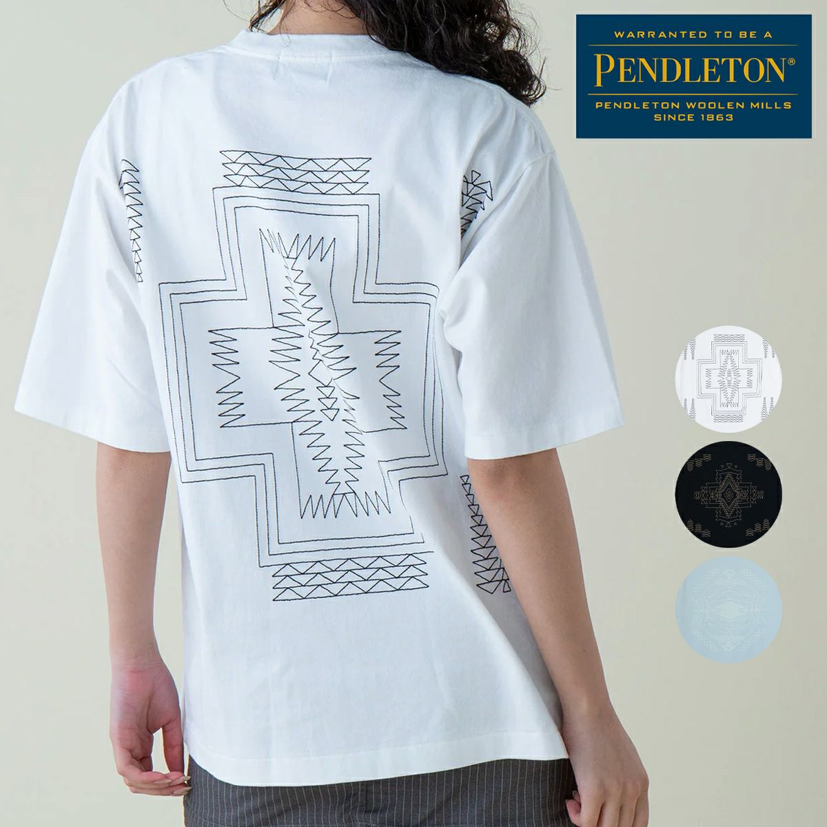 美品　ペンドルトン PENDLETON ペンドルトン バック EMB 刺繍 デザイン 半袖 Tシャツ ユニ