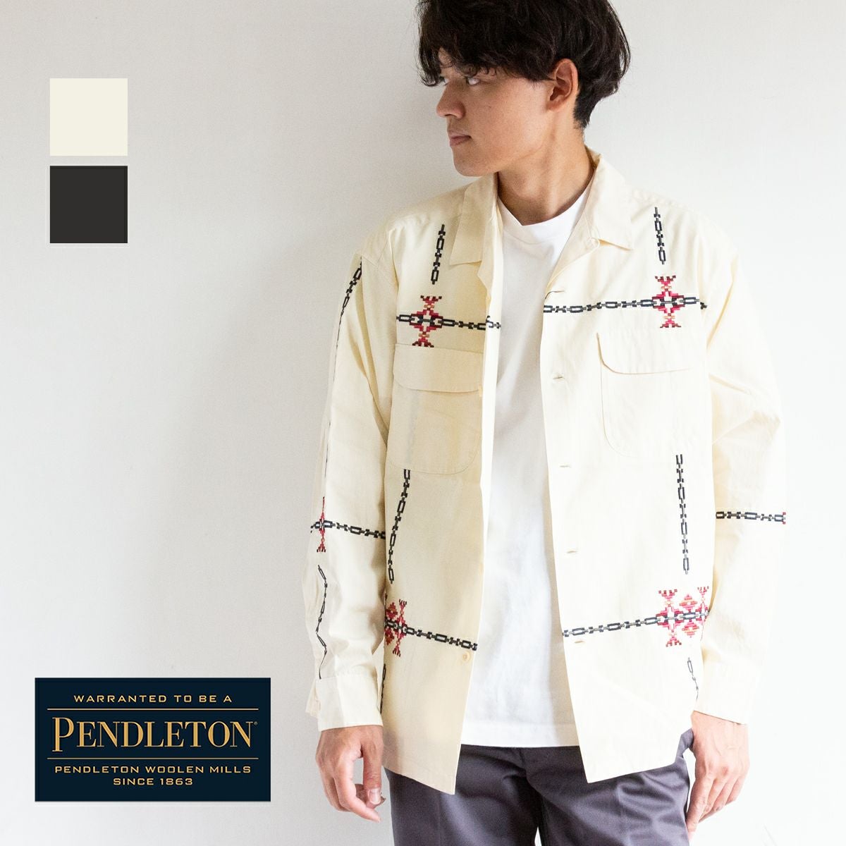 PENDLETON ペンドルトン 】 Garment Dye EMB Open Collar Shirt