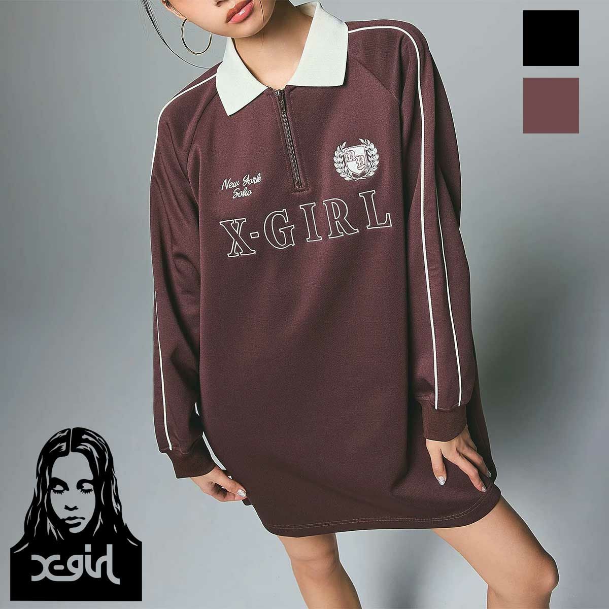 X-girl エックスガール 】 HALF ZIP JERSEY DRESS ハーフジップ
