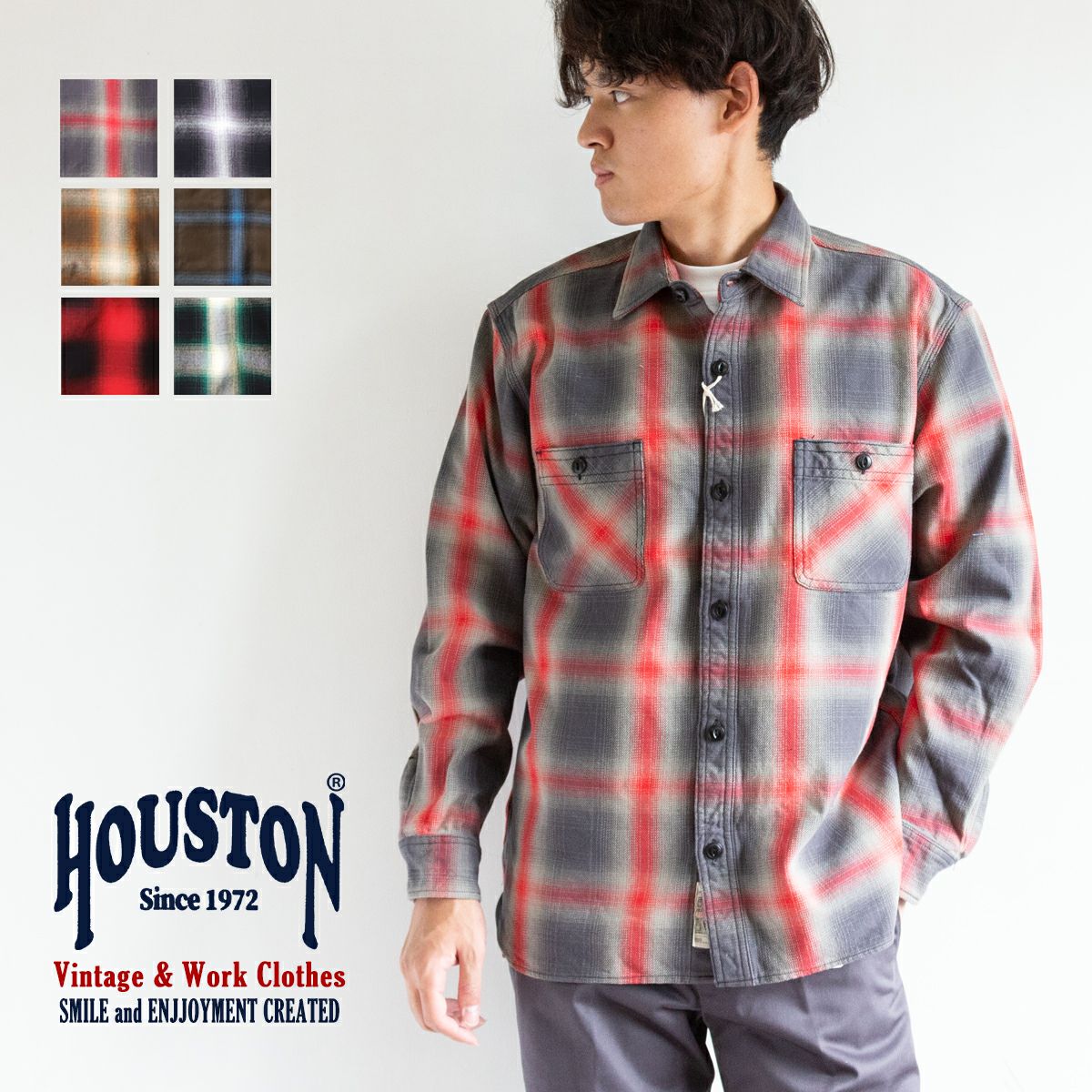 HOUSTON ヒューストン 】 OMBRE CHECK VIYELLA SHIRT オンブレー