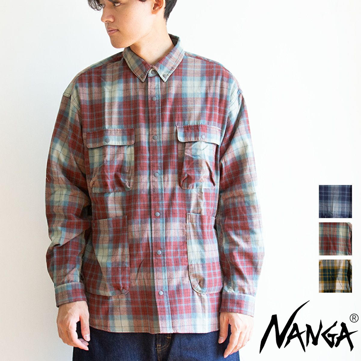 NANGA ナンガ フェード タータンチェック キャンプシャツ 長袖ネルシャツL NANGA ナンガ 】 FADE TARTAN CHECK CAMP SHIRT フェード タータン