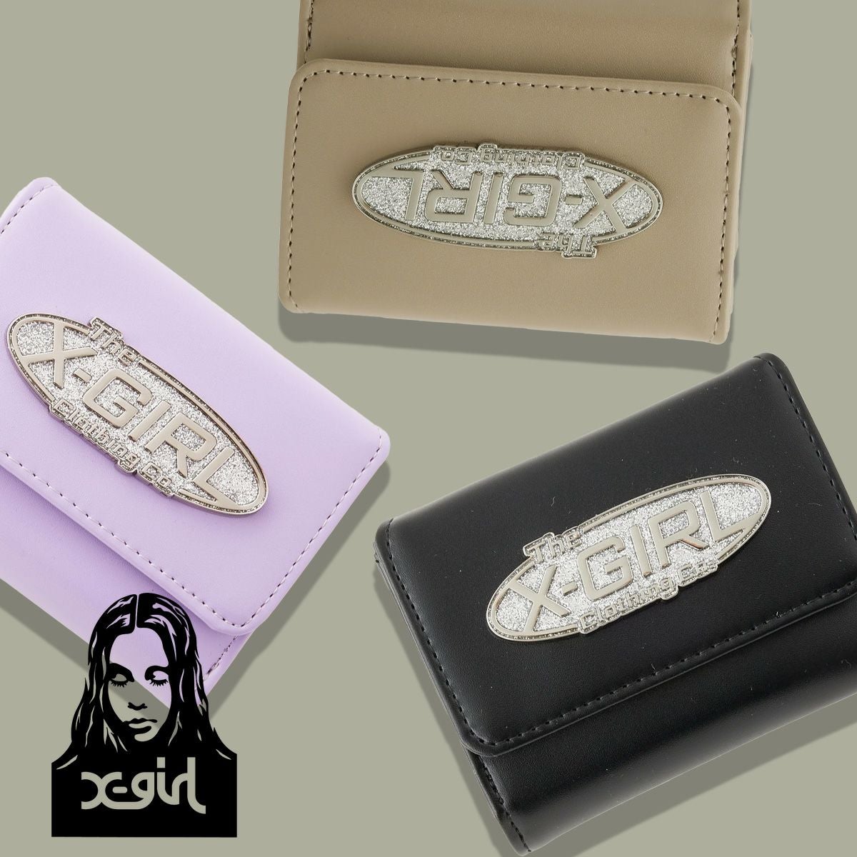 X-girl エックスガール 】 SILVER GLITTER OVAL LOGO BUCKLE MINI