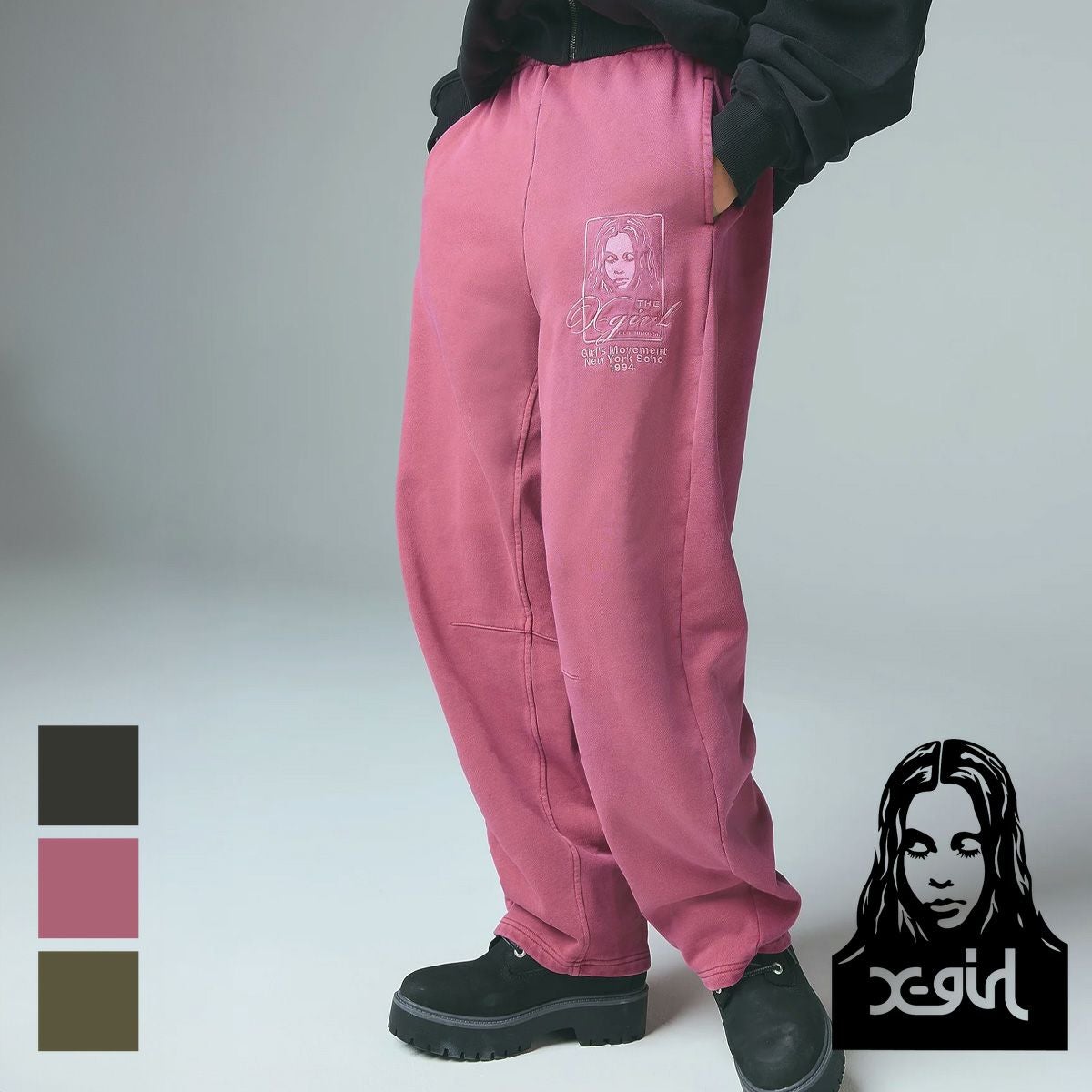 X-girl エックスガール 】 PIGMENT DYED FACE AND LOGO SQUARE PATCH