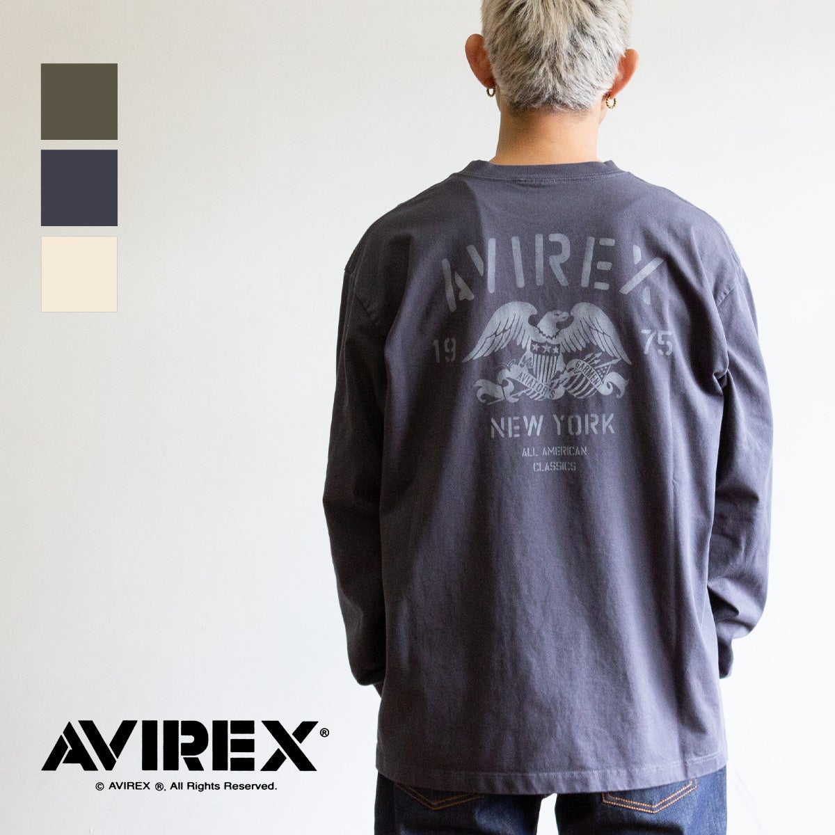 AVIREX アビレックス 】 STENCIL L/S T-SHIRT ステンシル プリント