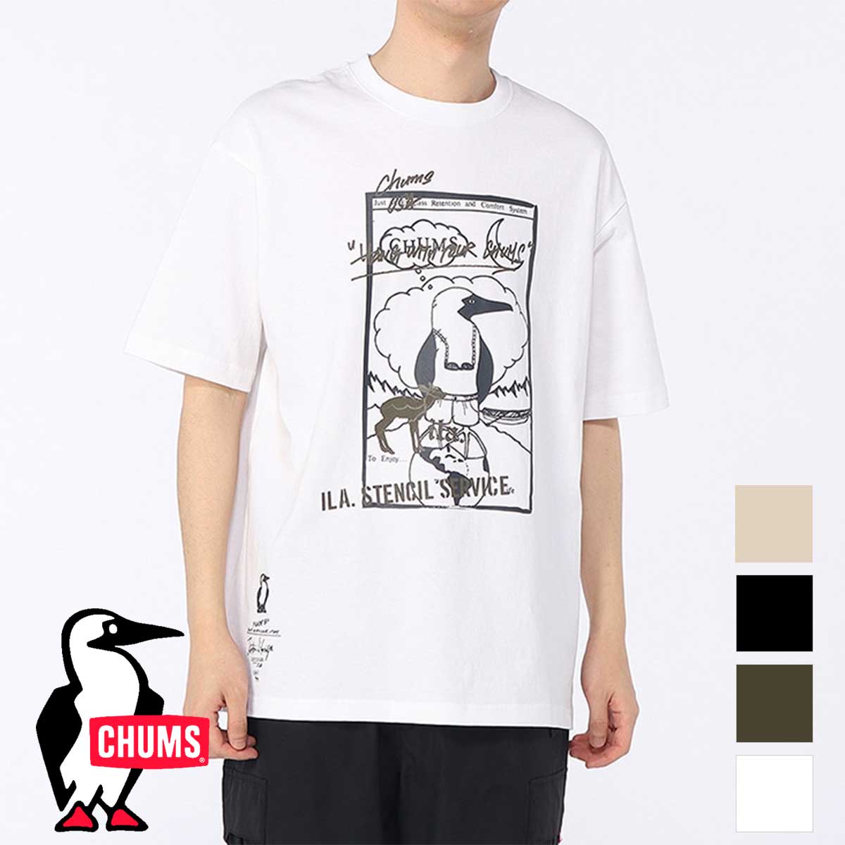 CHUMS チャムス 】 守矢努 Old Booby T-Shirt 守矢努 オールド