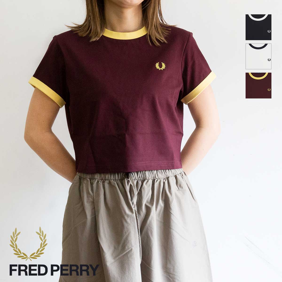 FRED PERRY フレッドペリー 】 Cropped Ringer T-Shirt クロップド