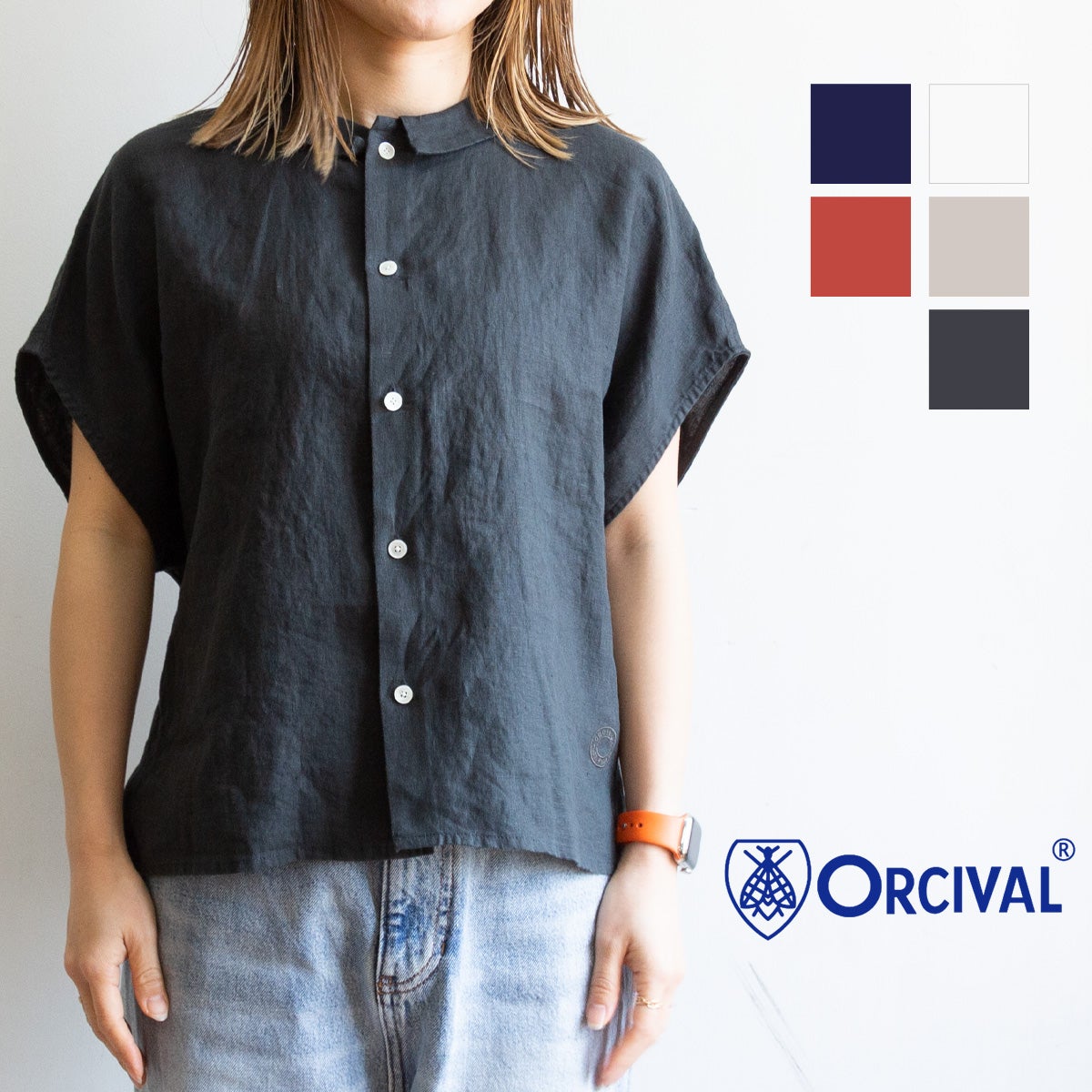 ORCIVAL オーシバル 】 SLEEVELESS SHIRT リネン フレンチスリーブ