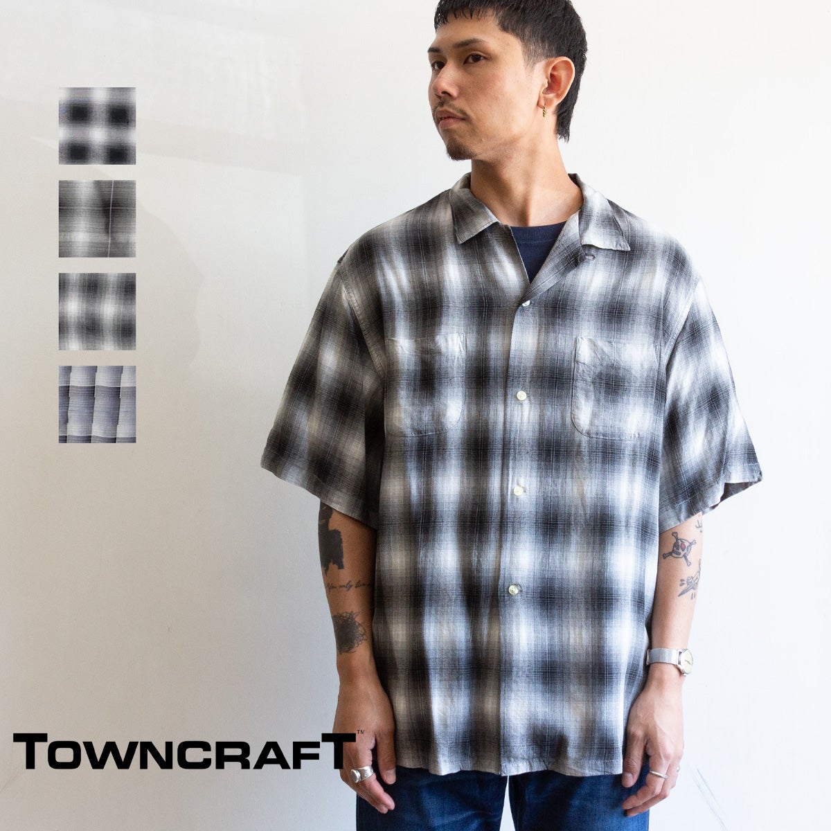 TOWNCRAFT タウンクラフト 】 60S OMBRE LOOP COLLAR S/S SHIRTS