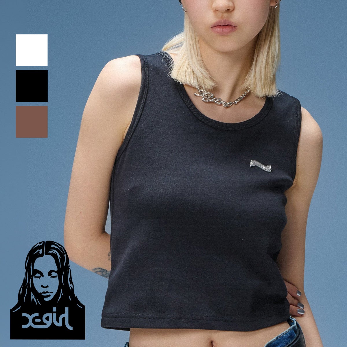 X-girl エックスガール 】 METAL NAME LOGO TANK TOP メタル ネーム